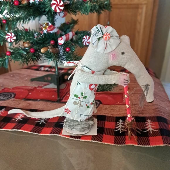 Hand Crafted Other - Christmas house wife rat working hard to get things done  8" tall